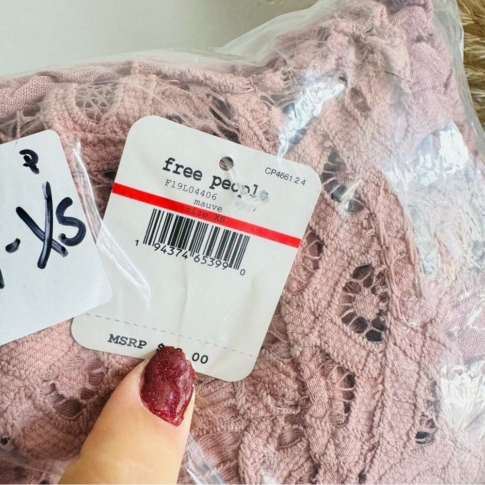 NEW FP FREE PEOPLE Pink Adella Lace Tiered Ruffle Strappy Camisole Tank Top XS - Picture 3 of 14